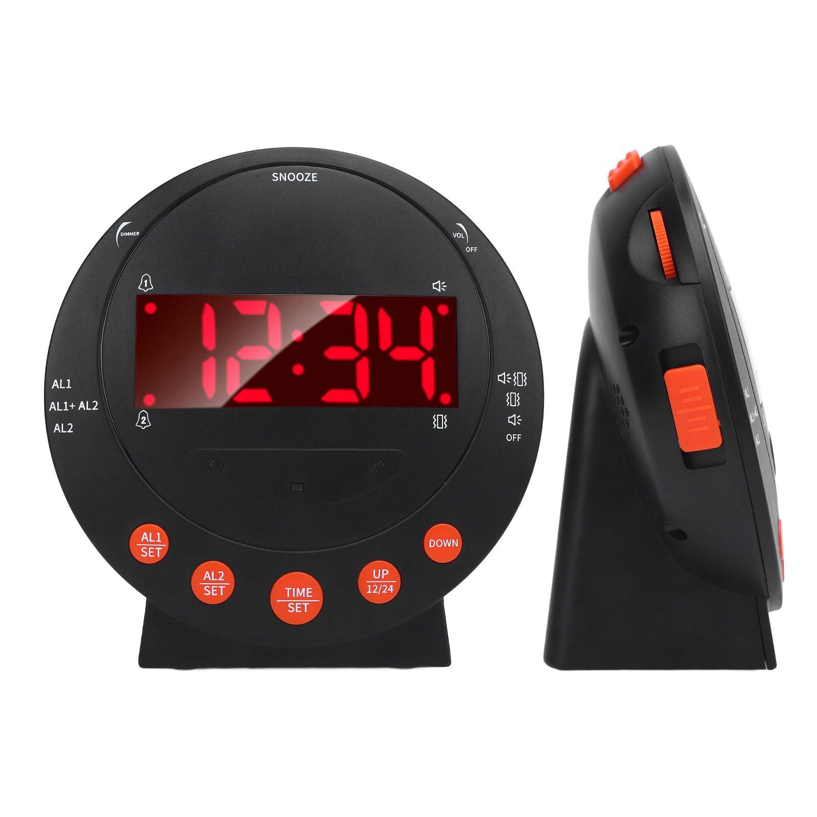 Vibrationswecker für Langschläfer, batteriebetrieben, lauter Wecker mit Schüttelfunktion, USB-Ladeanschluss, für Hörgeschädigte, Schlafzimmer