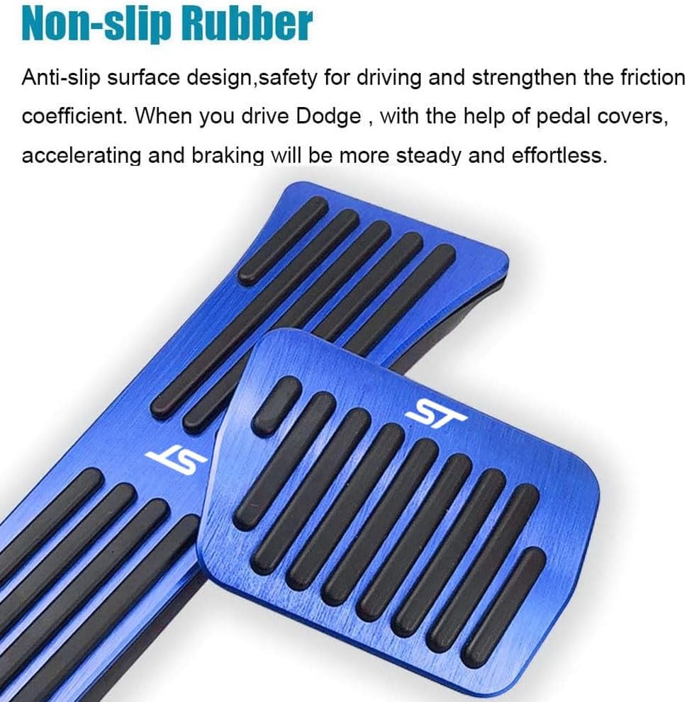 LEXLEY 2PCS Anti-Slip Aluminum Brake Gas Pedal Pads,Auto No Drilling Accelerator Pedal Covers For Ford Explorer 2020 2021 2022 2023 2024 2025 2026-BLUE