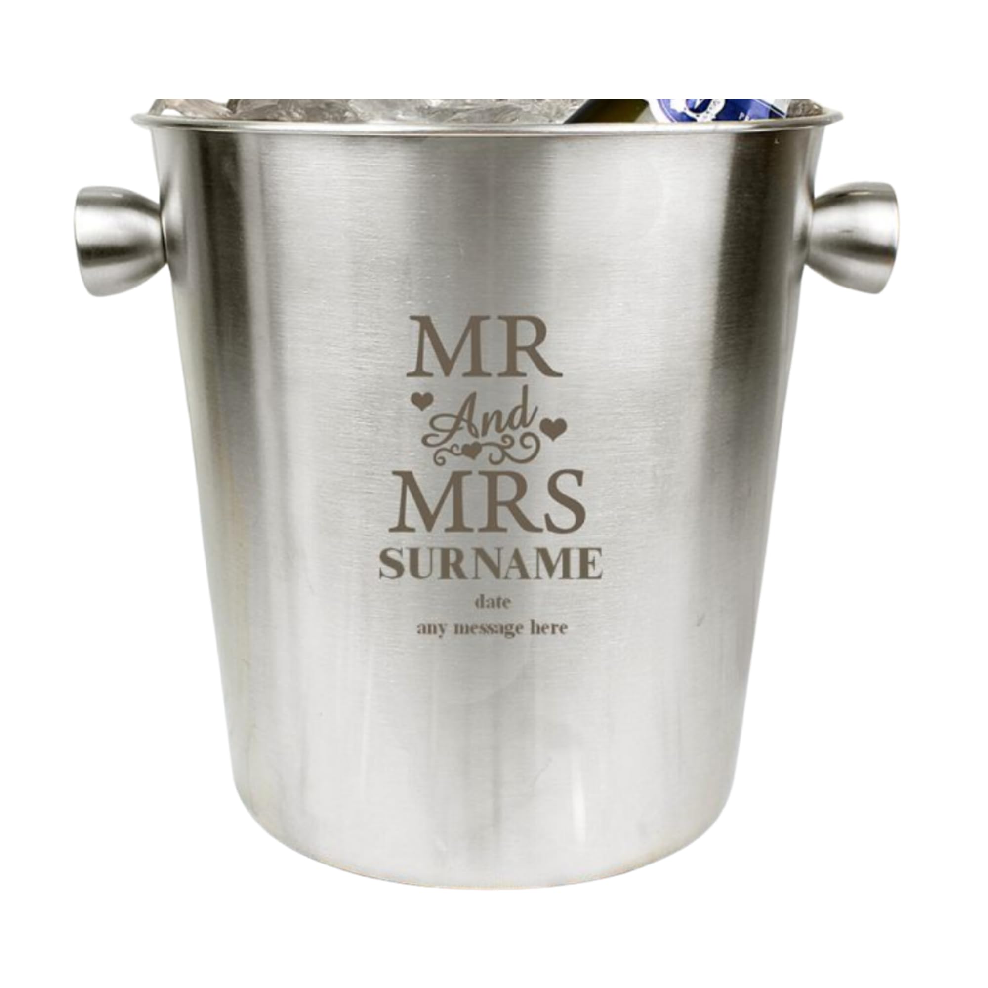 Caleli Gifts Personalised Mr & Mrs Stainless Steel Ice Bucket A Lovely Unique Gift For Any Couple To Celebrate Their Wedding Or Anniversary.