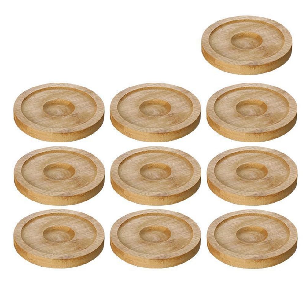 CTRLZS 10PCS Wine Cups Table Coasters Wine Glasses Rotation Glass Cup Mat Wine Coaster Teacup Mat Cup Pad Wood Color