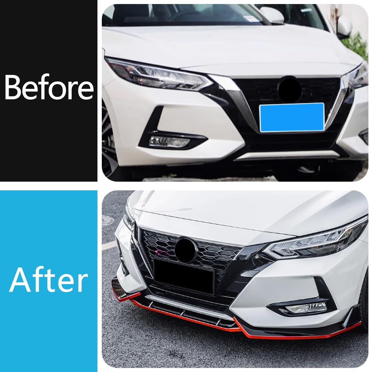 Car Accessories Fit for Nissan Sentra 2020 2021 2022 2023 Front Lip Lower Chin Spoiler Splitter (Red & Black) 3PCS ABS