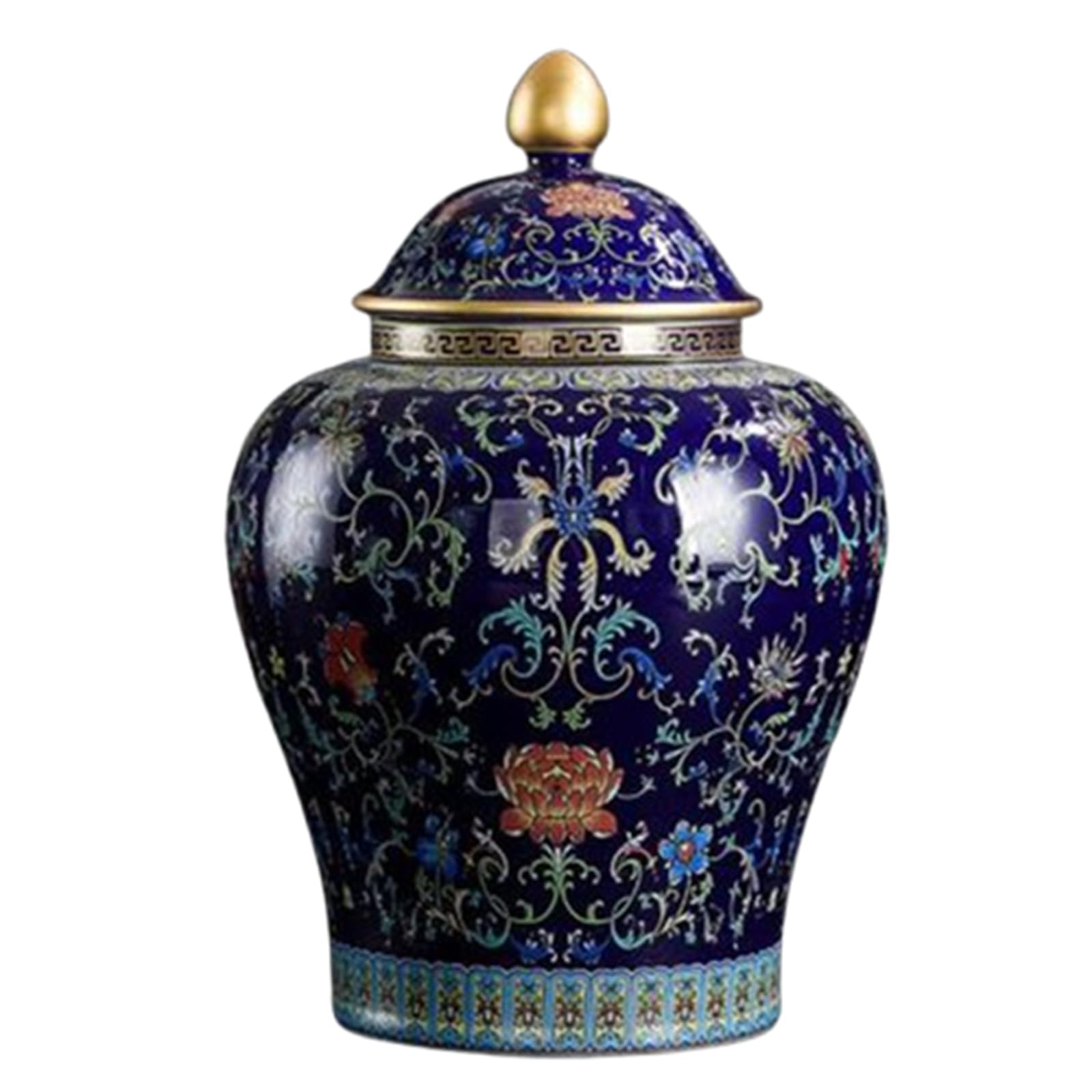 NHDVDVAV Chinoiserie Enameled Tea Canister,Large Ceramic Hand-Painted Ginger Jars Vase with Lid for Home Decor, Dining Table Centerpiece, Hotel & Wedding Decor,C