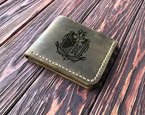 MHW Leather Wallet Mens, Gift for Him, MHW Personalized Mens Wallet, Gamer Gift, Gift For Father Custom Leather Wallet Handmade Husband Gift Boyfriend Gift, Geek Gift, Crazy Horse k352