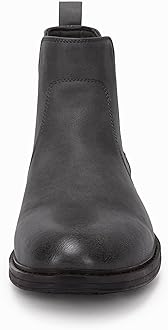 Men's Ankle Boots Chelsea Round Toe Slip on Waterproof Faux Leather Classic Dress Booties for Men