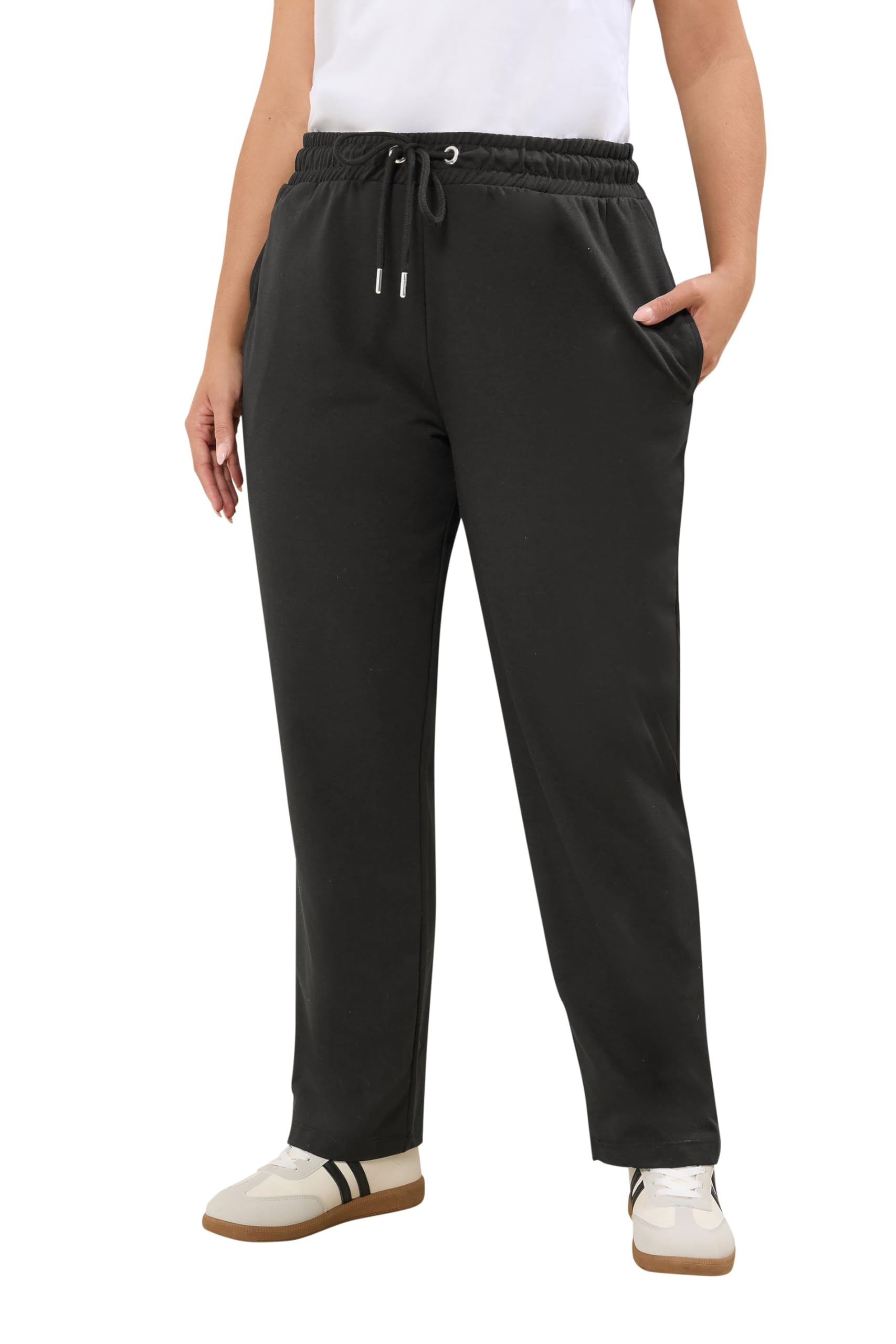 Yours Women's Black Curve Straight Leg Joggers - Plus Size Curve