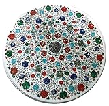 Mesa de pasillo de piedra multicolor I de 40 x 40 pulgadas, mesa de jardín de mármol