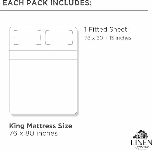 Miniatura 6 de Sábana bajera de 100% algodón percal, tamaño King, blanco, 1 sábana bajera con bolsillos profundos, ropa de cama fresca y resistente, 78 x 80 + 15