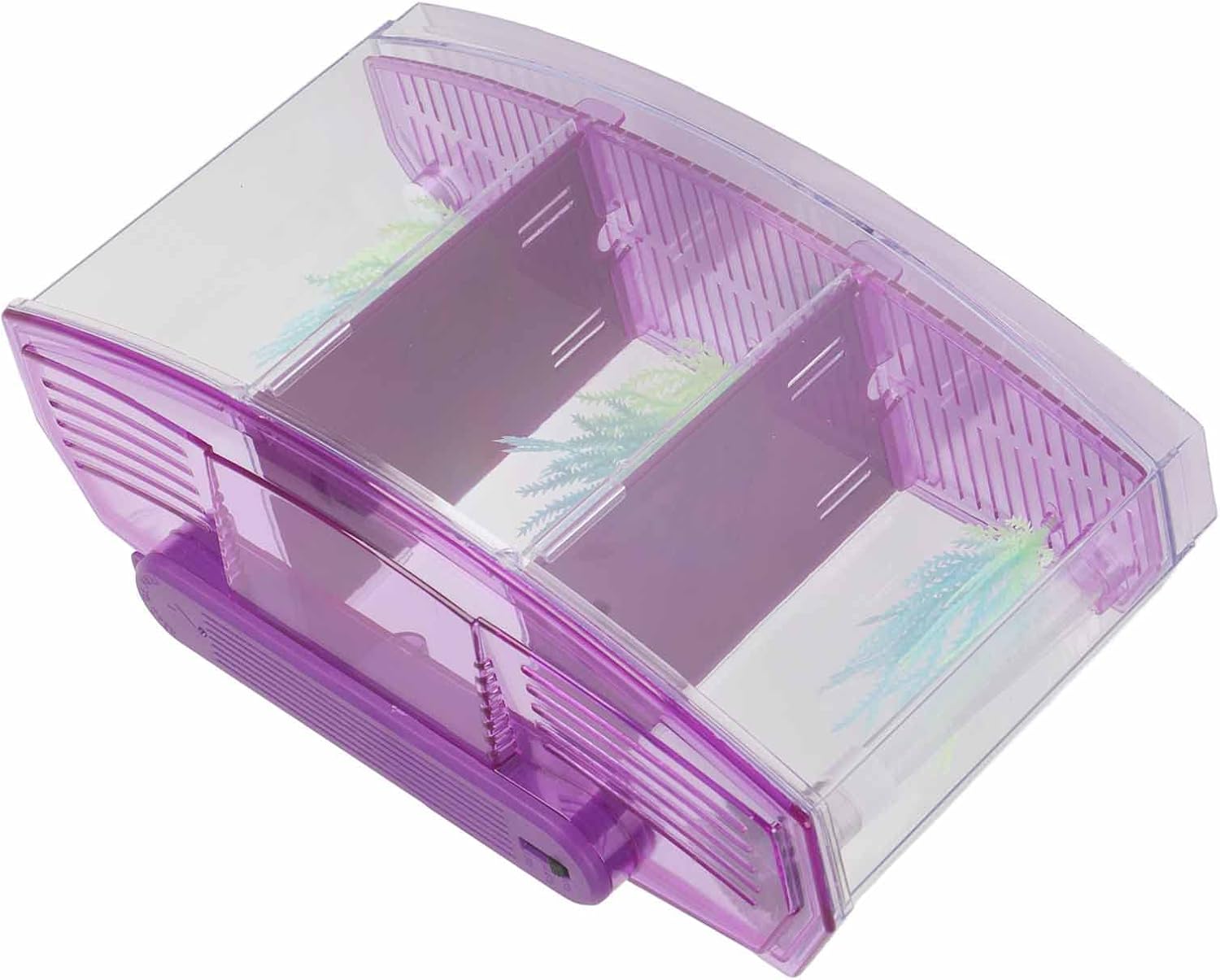 Aquarium Fish Tank, Aquarium Isolation Box, Acrylic Breeding Hatchery, LED Acrylic Three Divisions Breeding Isolation Box for Small Fishes (Purple)