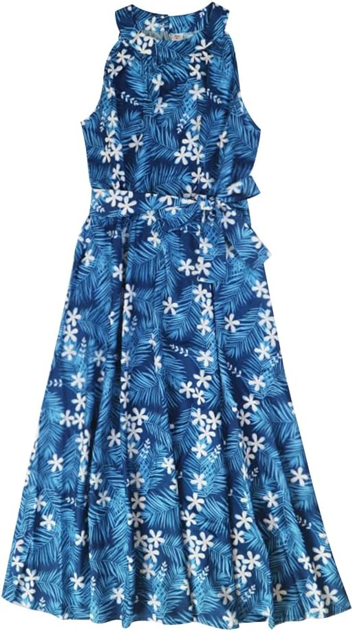 AWIBMK Mommy and Me Dress Summer Casual Floral Print Flutter Sleeve Ruffle Flowy Beach Hawaiian Vacation Dresses - Image 3