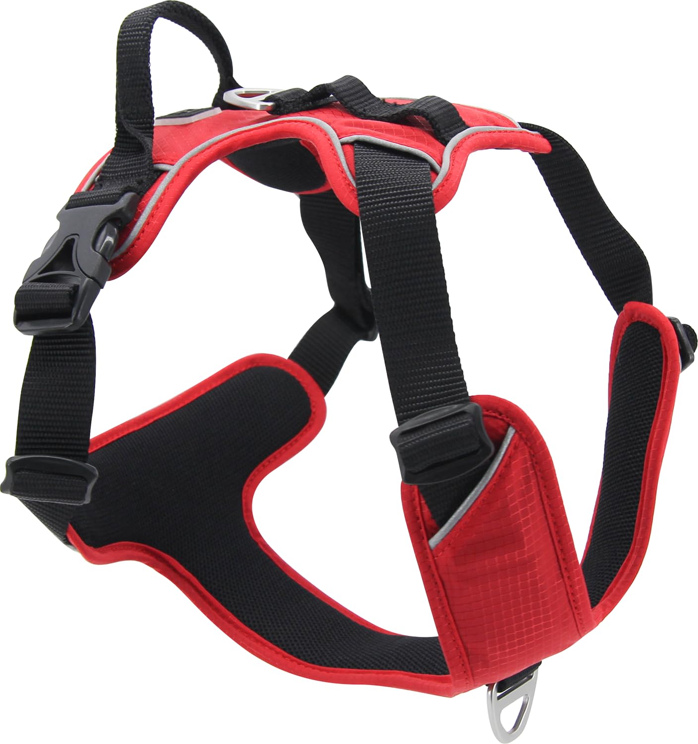 JACK AND VANILLA, Ergonomic Dog Harness, Adjustable, Lightweight and Durable, Ideal for Walking and Hiking, Increased Visibility, Size XS, Red, Model Expedition