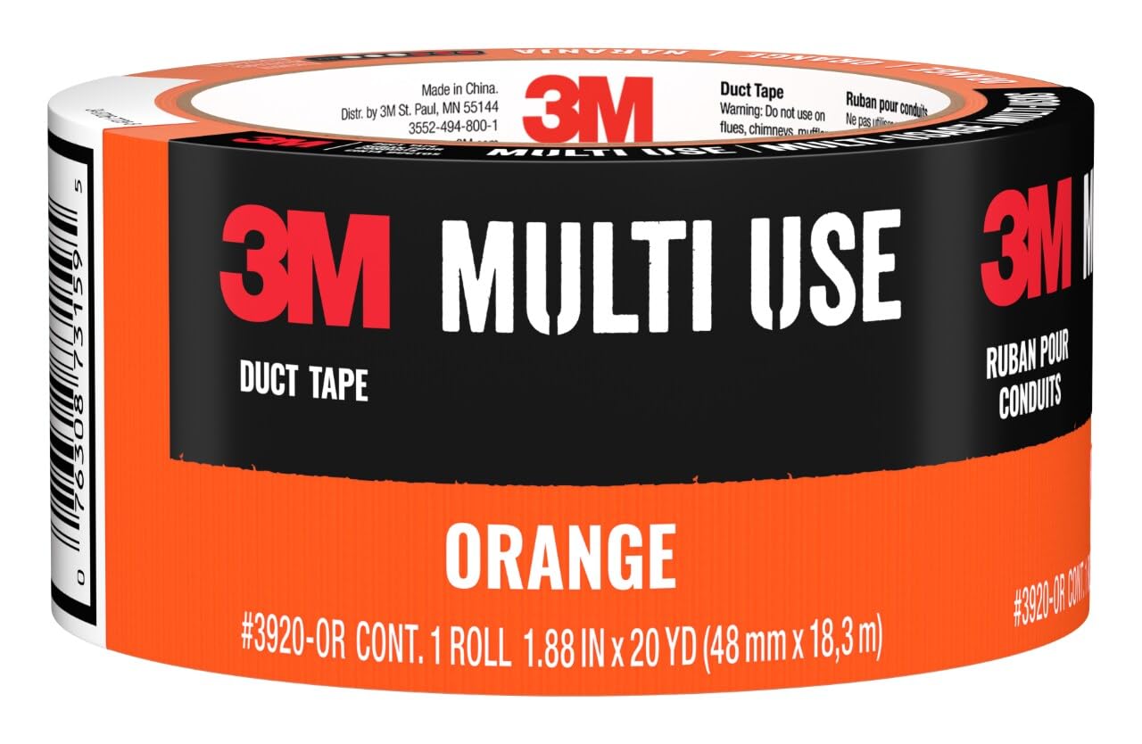 3M Multi-Use Colored Duct Tape Orange, 1.88 Inches by 20 Yards, 3920-OR, 1 Roll
