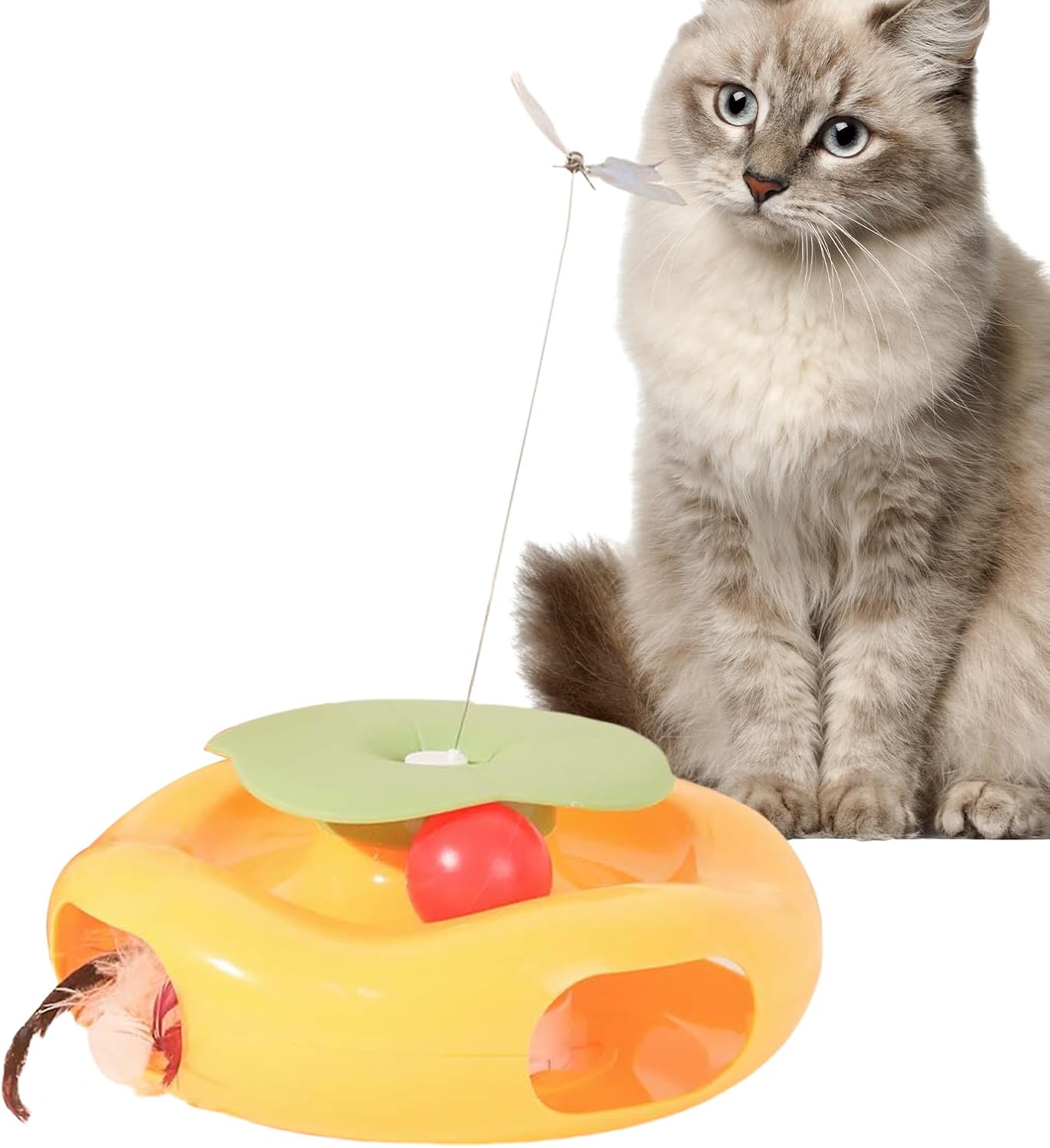 Automatic Interactive Cat Toy – Interactive Toys Kitten Teaser Electric Flutter,Exercise Accessories Colorful Pet Entertainment Supplies for Living Room Park Balcony Backyard Lawn Beach