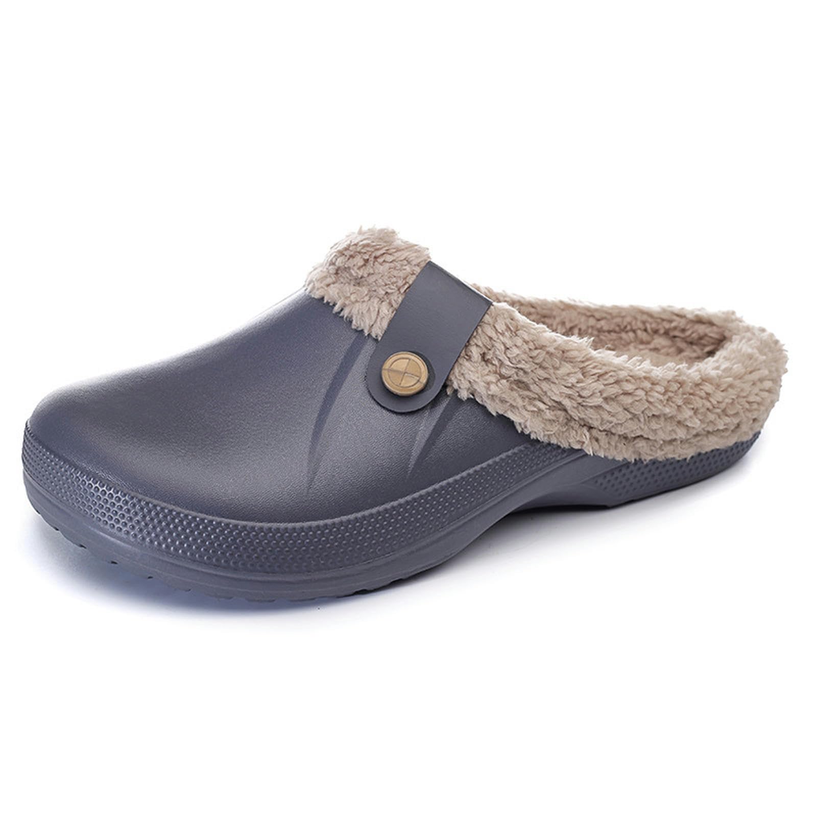 Pantofole Donna Grande Taglia Plus Velluto Casa Pantofole del Cotone delle Donne Coppie Chiuse Scarpe del Cotone Pantofole Calde Uomini-nero-40 41ue