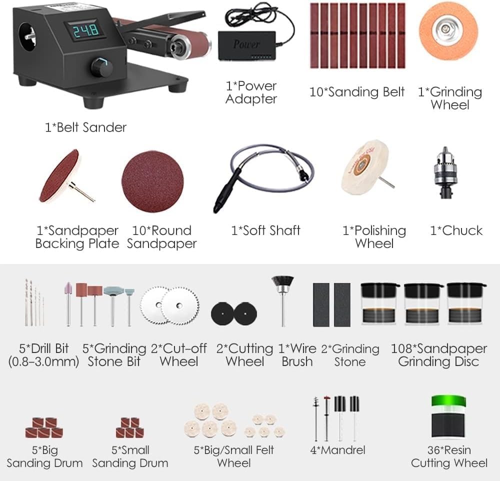 Grinder， 350W Vertical & Horizontal Mini Belt Sander Electric Sanding Polishing Grinding Machine Grinding Sander Grinder Small Sand-belt Machine Stepless Speed Regulation (Size : US+Type 1)