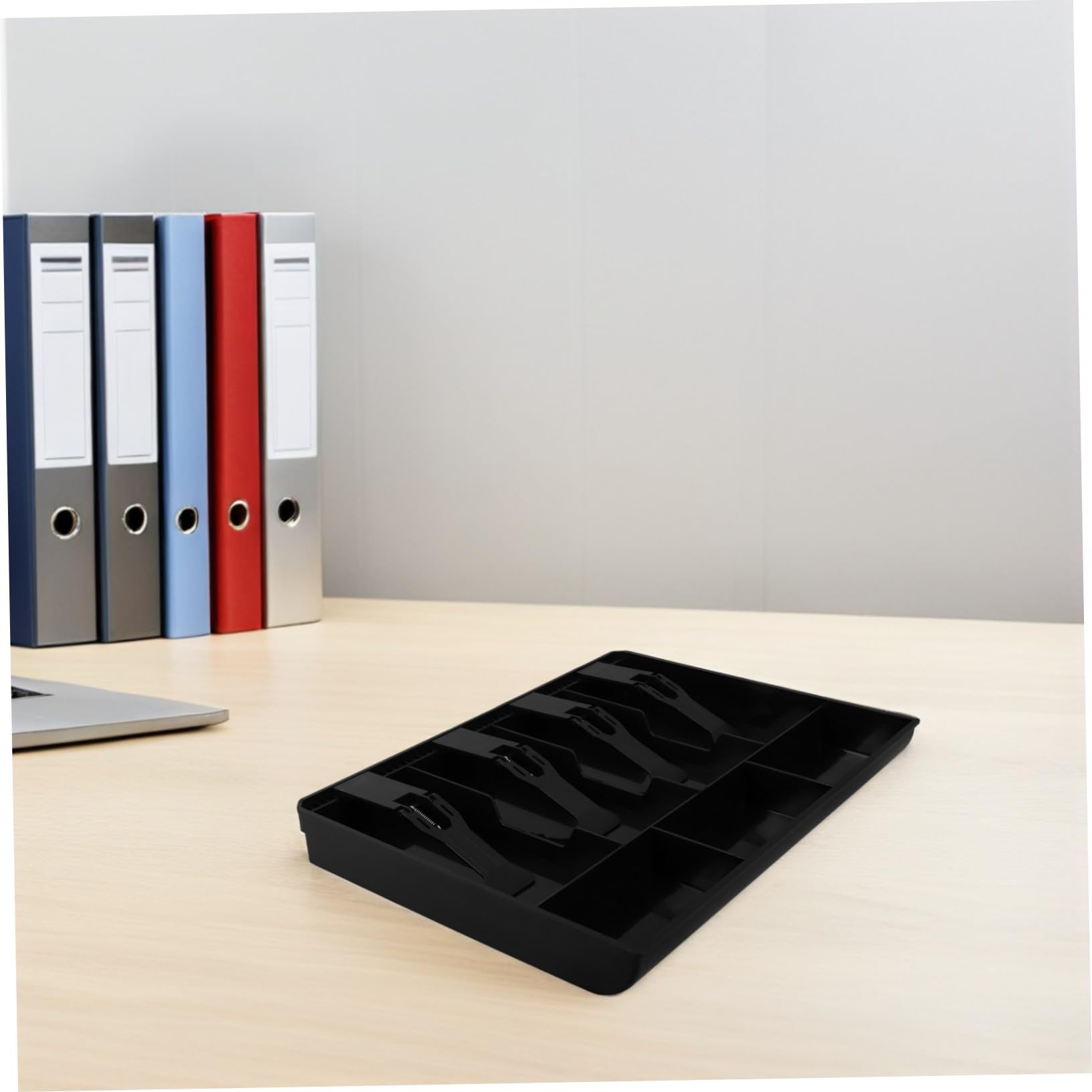 2 Pezzi Organizer Scrivania con Vassoi e Scomparti Multipli Cassetto Contanti con Clip per Banconote e Monete Versatile per Soldi e Accessori Design Resistente e Funzionale