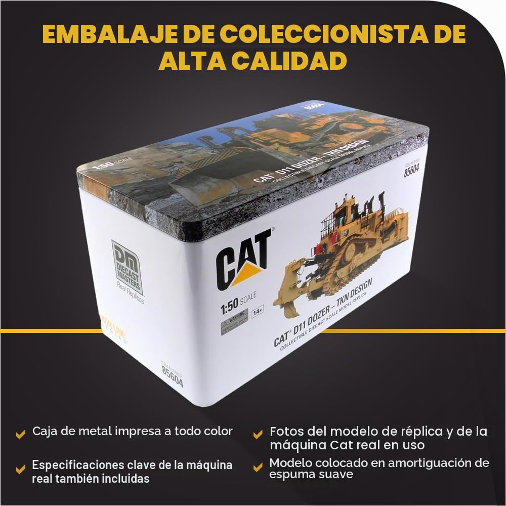 Diecast Masters 85604 - Cat D11 Fusion Track Type Tractor, Escala 1:50, a Partir de 14 años, en Caja de Lata, Ideal para coleccionistas | Caterpillar Dozer modelo réplica adulto coleccionista Die-Cast Metal Track Type Tractor vehículo de construcción