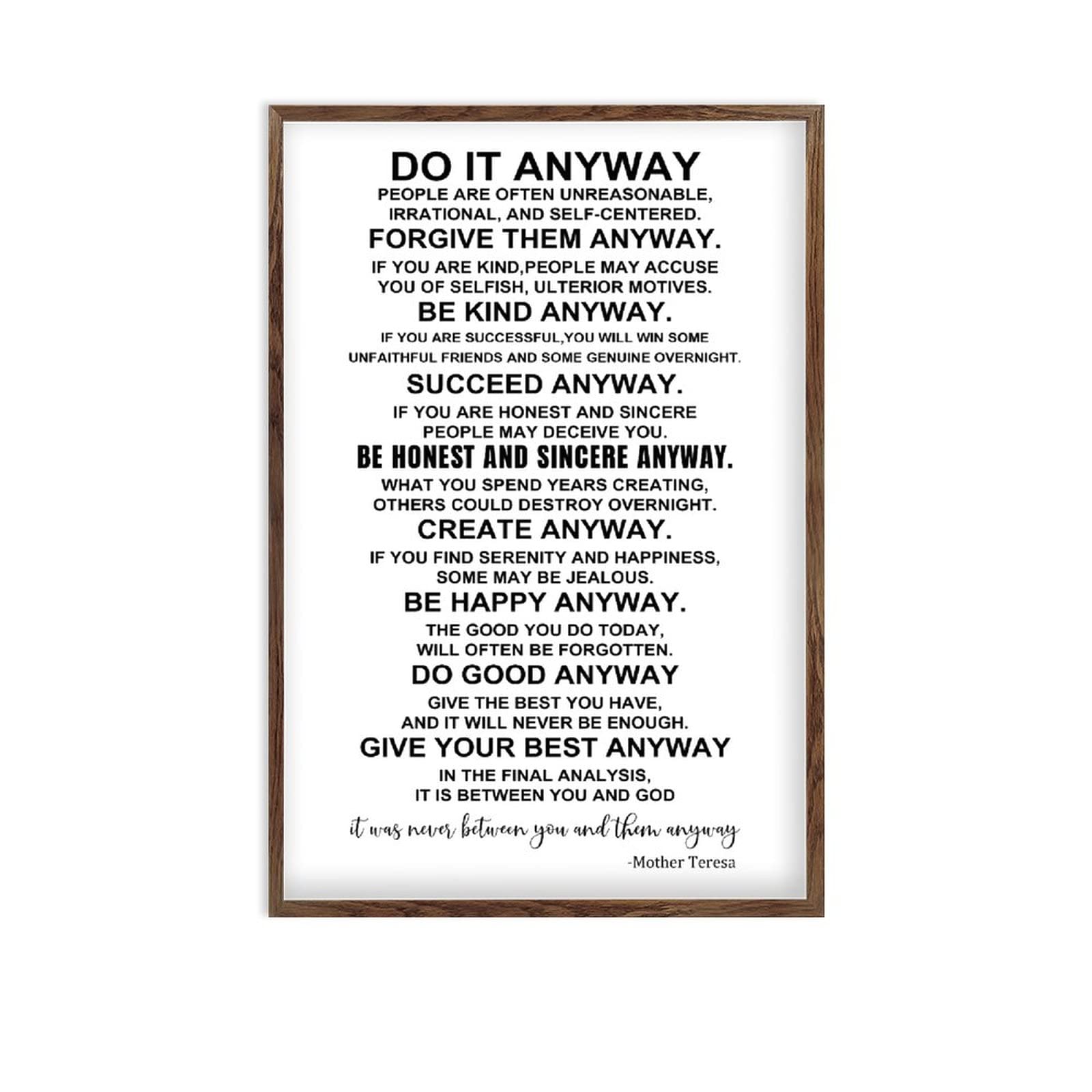 Forgive Them Anyway Do It Anyway Framed Wood Sign Be Kind Anyway Farmhouse Wall Art Wood Plaque Inspiring Quote Sign Vertical Hanging Decoration Home Decor Kids Gift 8x12 Inch white-style