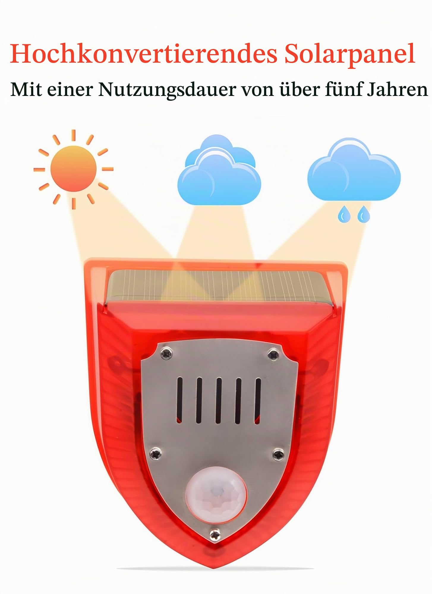 3-Pack Solar-Sicherheits-Alarm beleuchtet Bewegungssensor Gunshot Sounds für Bellen Sound 129dB Laute IP65 wasserdichte Licht Strobe Licht Warnlampe für Outdoor