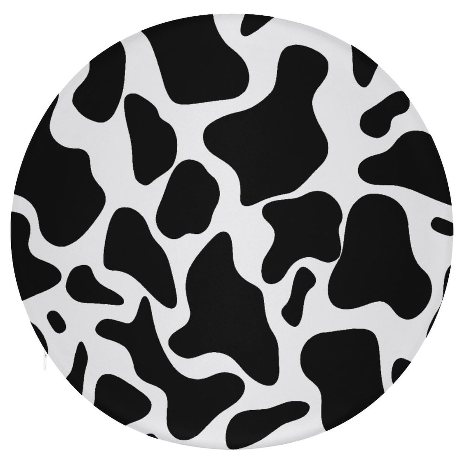 LZQPOEAS Cow Spot Round Chair Cushion 15 Inch, Detachable Memory Foam Seat Cushion,Circle Stool Cushion, Soft Round Chair Pad with Removable Cover