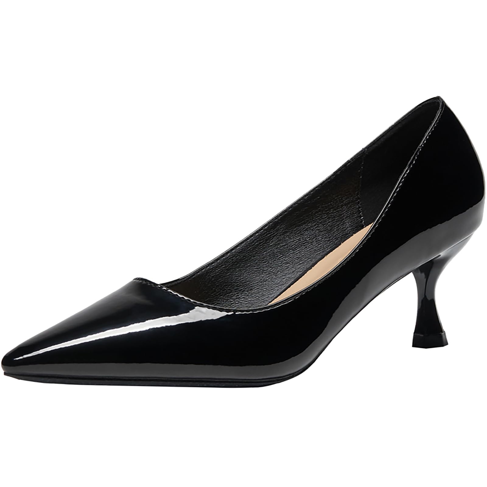 Damskie buty wsuwane ze szpiczastym noskiem damskie niskie obcasy buty do sukienki wygodne na średnim obcasie kocięta czółenka robocze biznes na co dzień biuro, Czarny obcas 5 cm, 36.5 EU