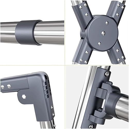 Miniatura 6 de Soporte de lavandería de acero inoxidable, plegable, resistente, longitud ajustable, perchero, estante para ropa sucia, estante de secado de