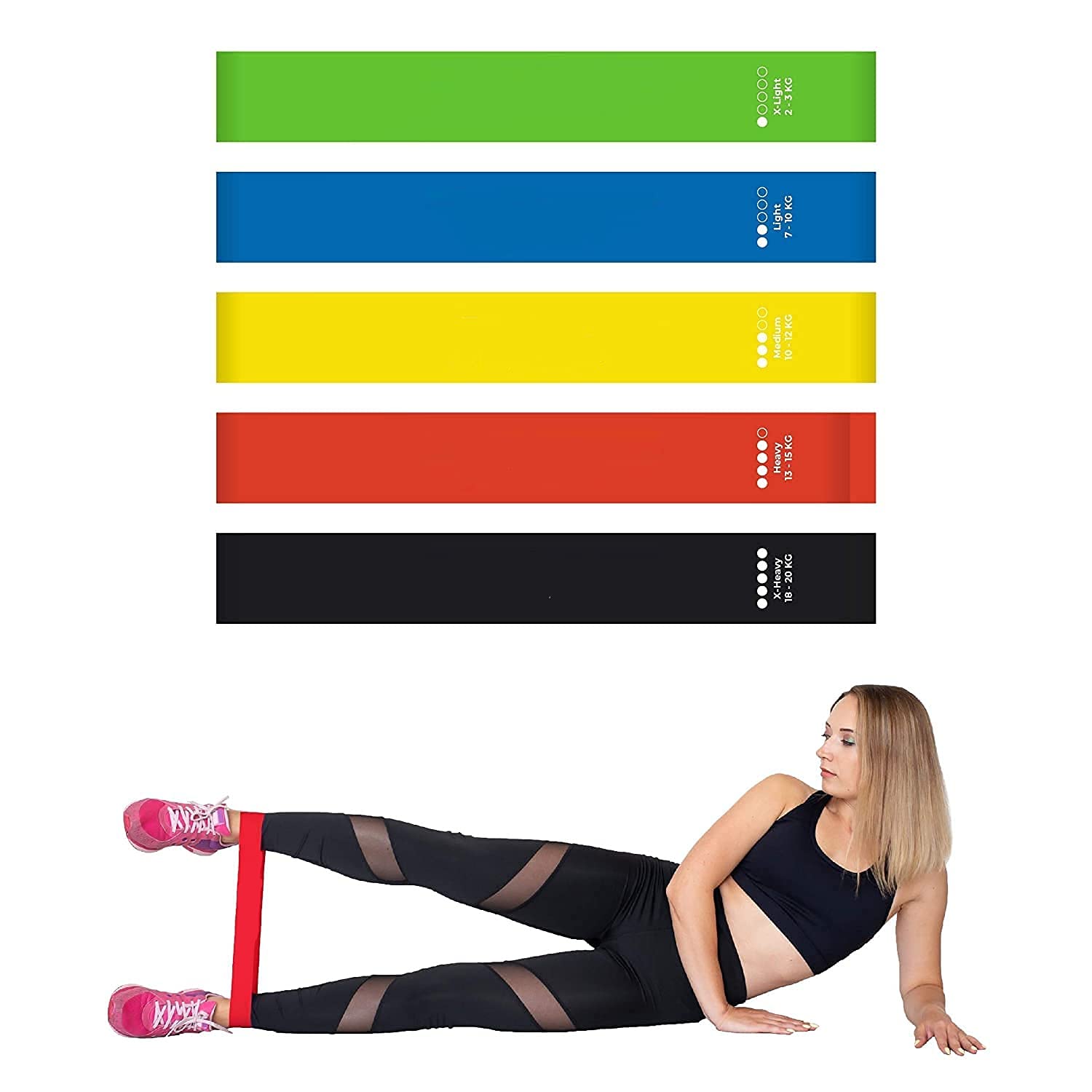 K&B Traders Resistance Loop Exercise Bands for Squats, Hips, Legs, Butt, Glutes and Heavy Workouts Physical Therapy, Rehab, Stretching, Home Fitness.