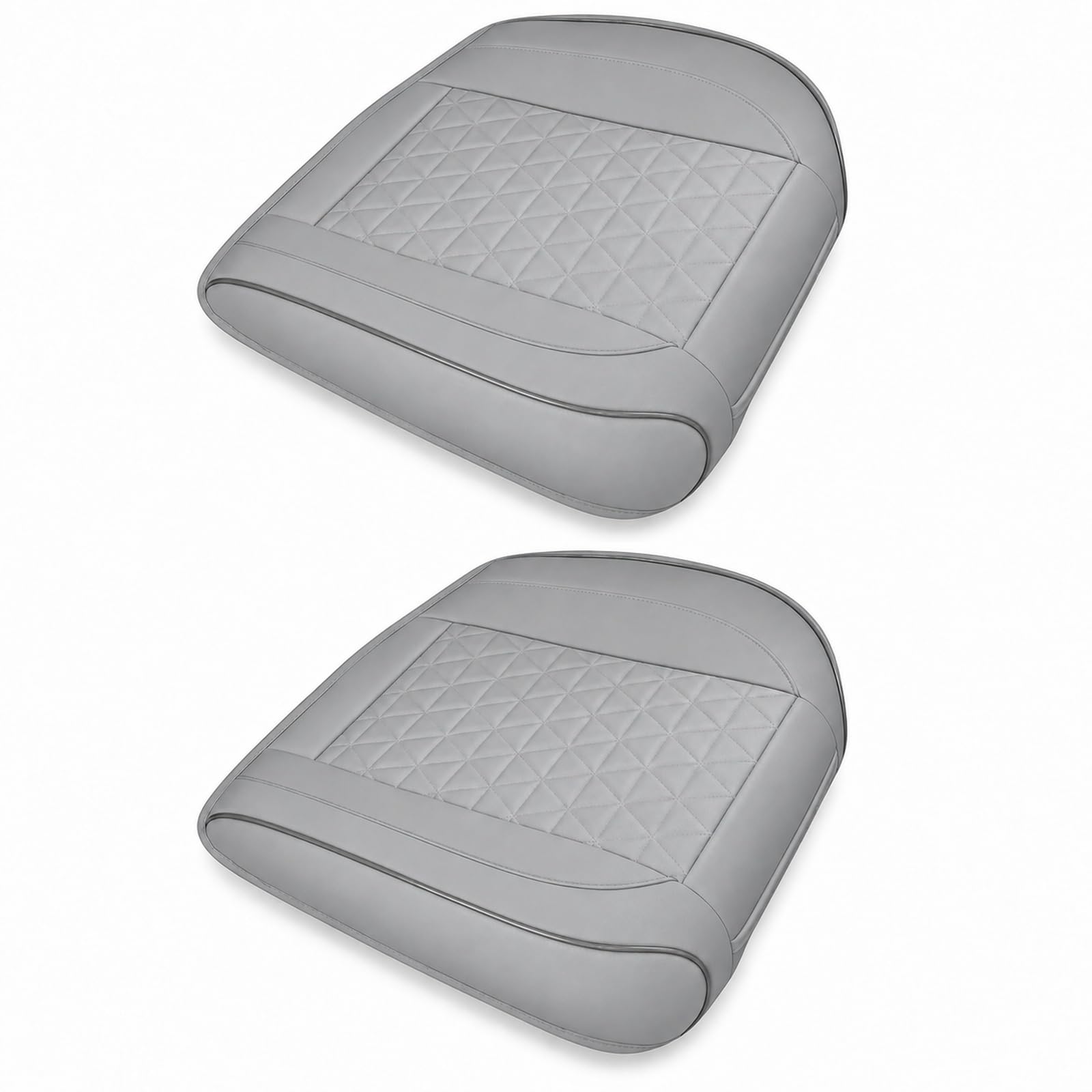 GOOGO Coussins de siège Auto 2 pièces, Housses Souples en Cuir PU, protège-siège pour Chaise de Bureau et Maison, 50 x 50 x 4 cm (Gris)