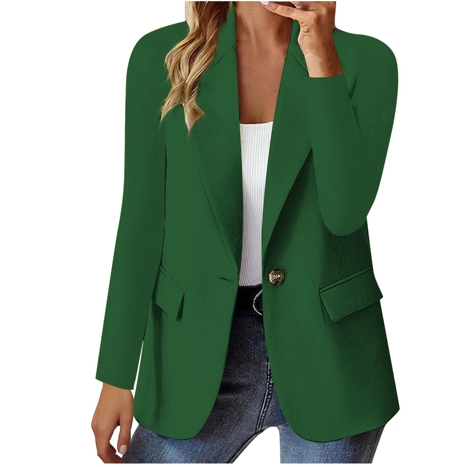 Blazers for Women 2025 Business Casual Button Work Office Jackets Blazer Open Front Long Sleeve Lapel Jacket Outfit