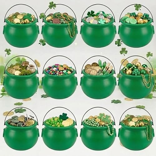Miniatura 42 de PMU Caldero de plástico negro para el Día de San Patricio de 8 pulgadas, caldero de plástico negro para el duende del día de San Patricio y Mardi