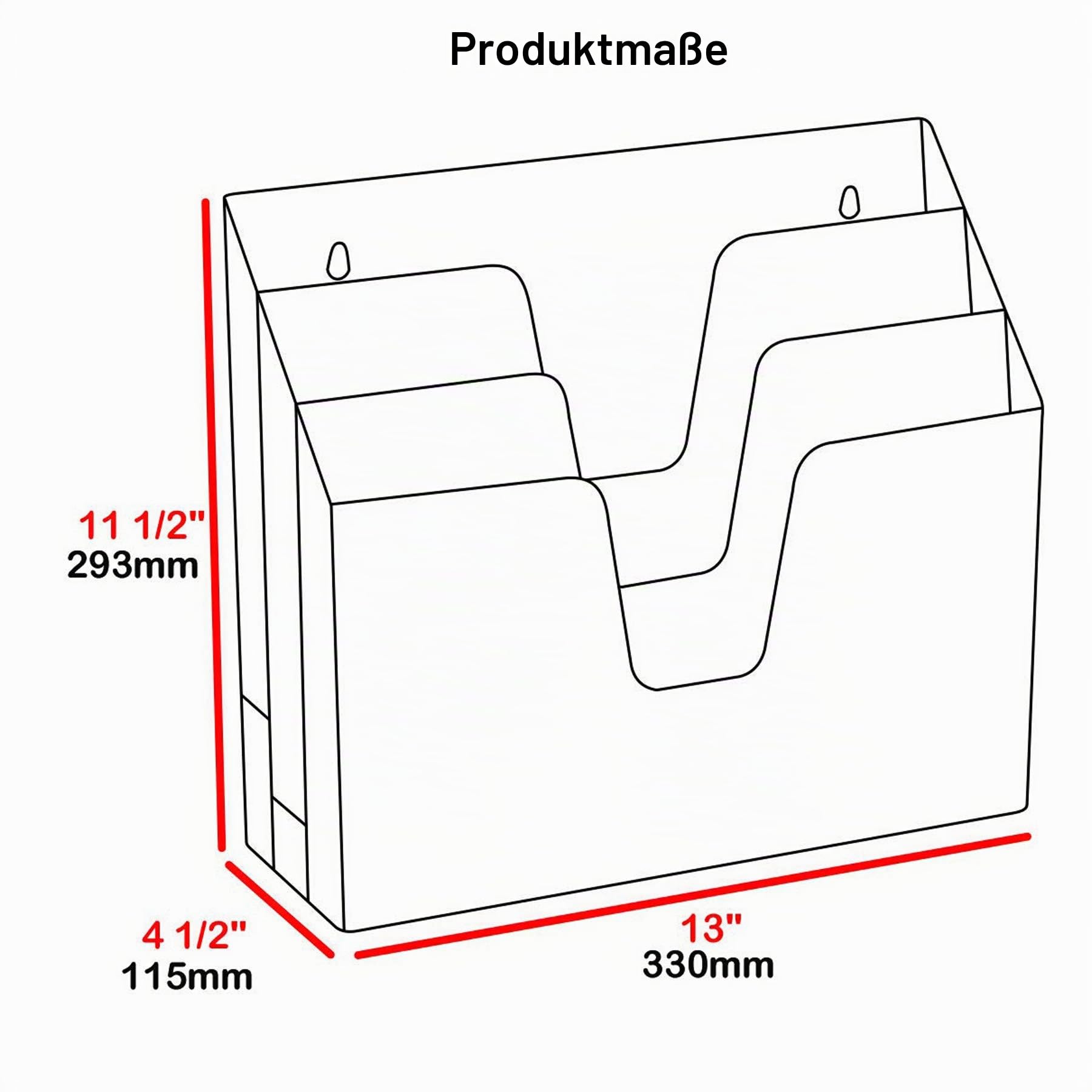 Acrimet Unterlagenhalter Dreifach Horizontalen (Schwarze Farbe)