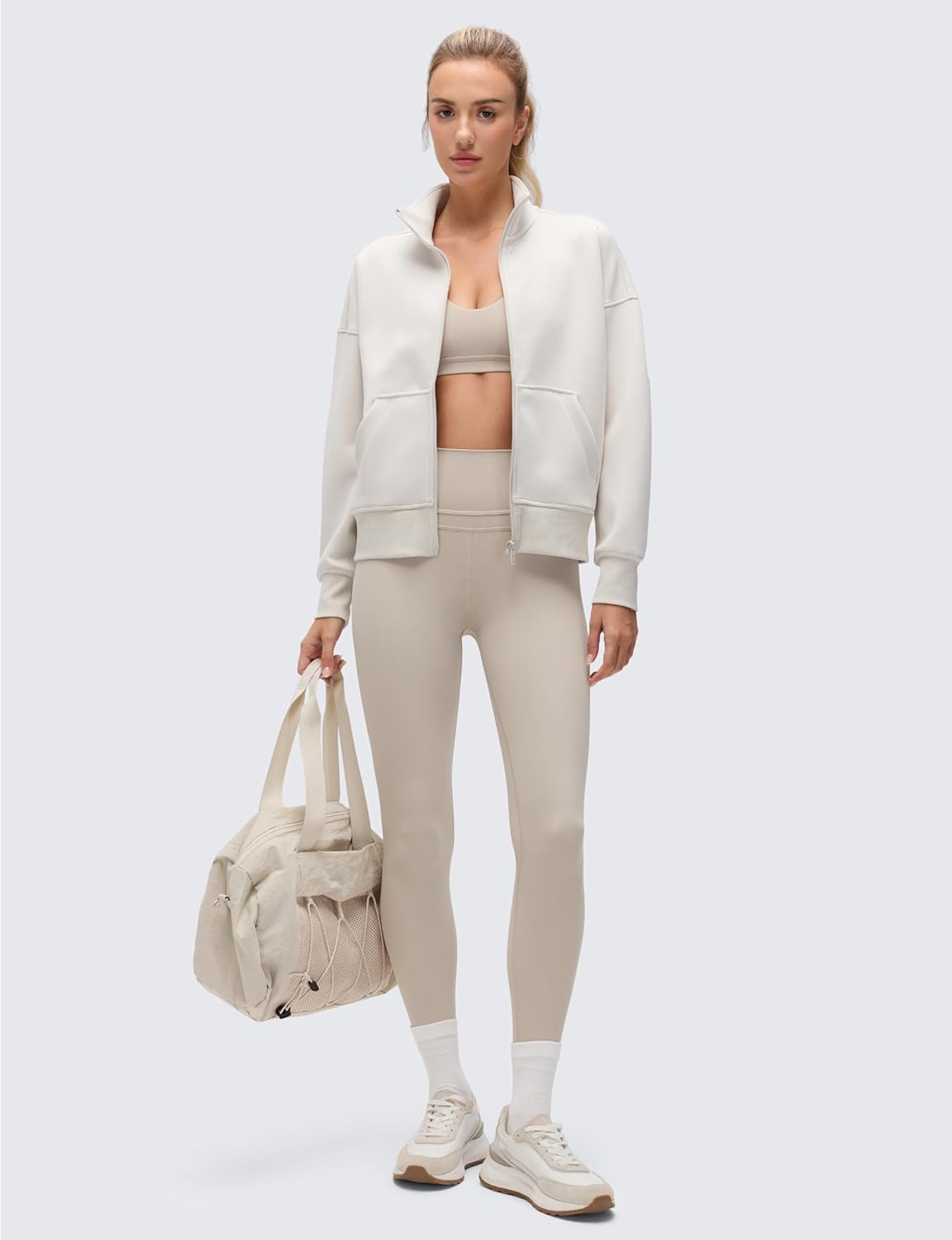 CRZ YOGA SoftAura Full Zip Sweatshirt for Women - Workout Casual Zipper Funnel Neck Sweat Shirts Jackets with Pockets - Image 4