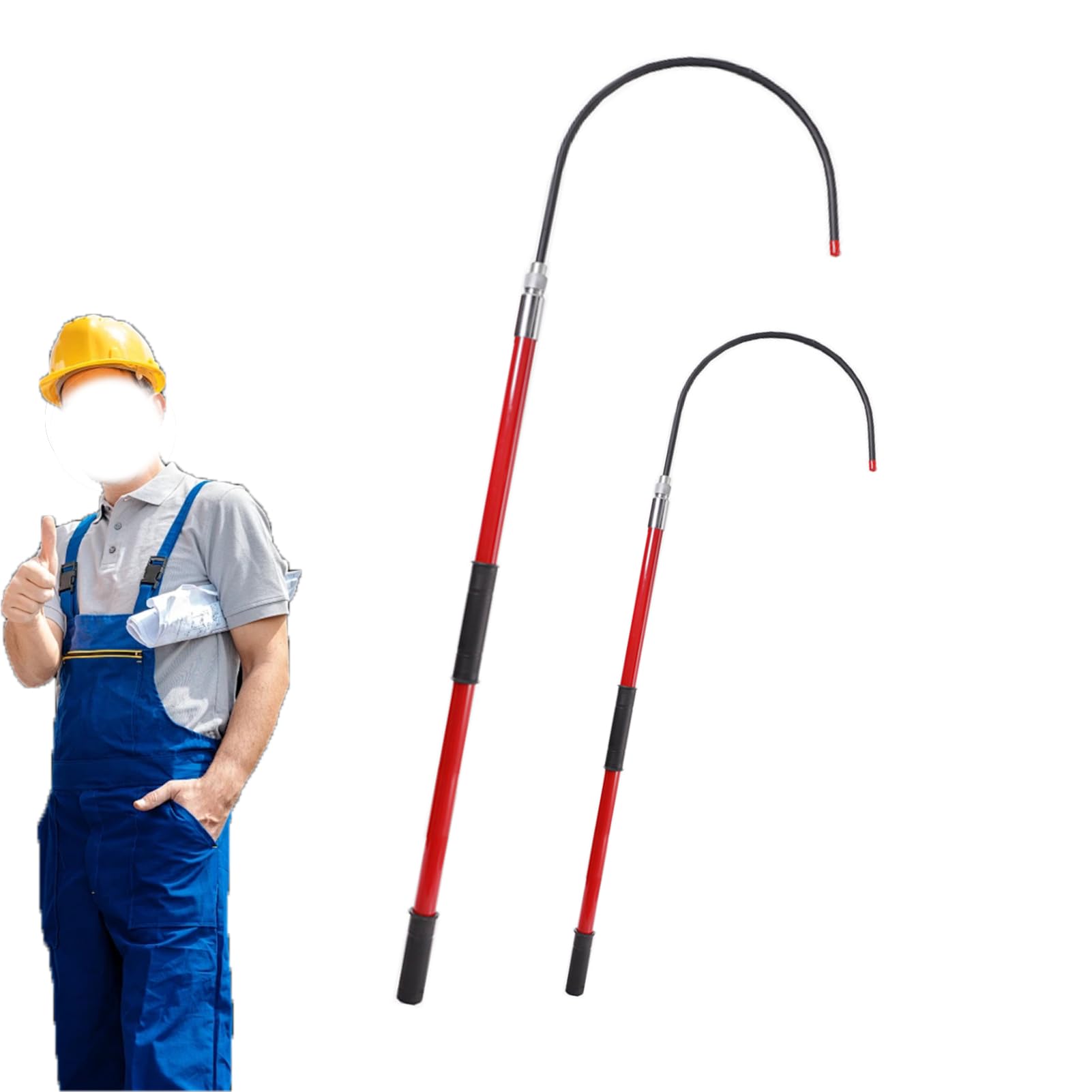 GTHTUHFD High-Voltage Insulated Fiberglass Rescue Hook With Telescopic Pole, Suitable For Work On Overhead Power Lines, Emergency Rescue Tool In Case Of Electric Shock,Red-3.0m
