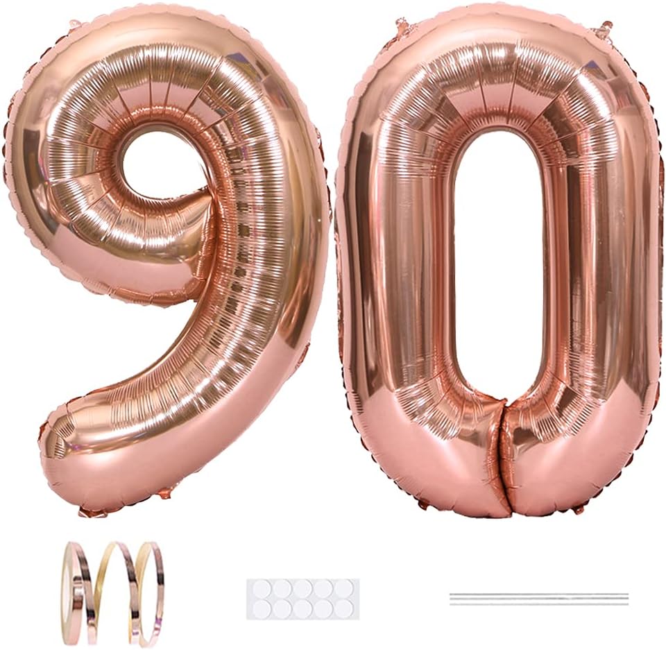 Xihuimay Number 90 Balloons, 40 inch Digital Alphabet 90 Birthday Balloons