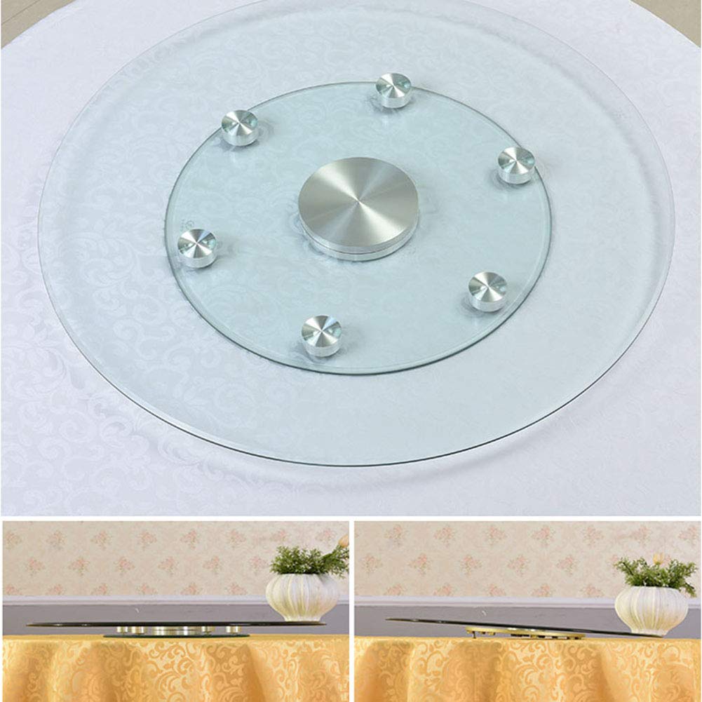 Piatto Girevole Lazy Susan in Vetro Ispessito Vassoio Rotante Grande Trasparente Vetro Tondo (Spessore 12 mm) Piatto da Portata centrotavola per Tavolo da Pranzo