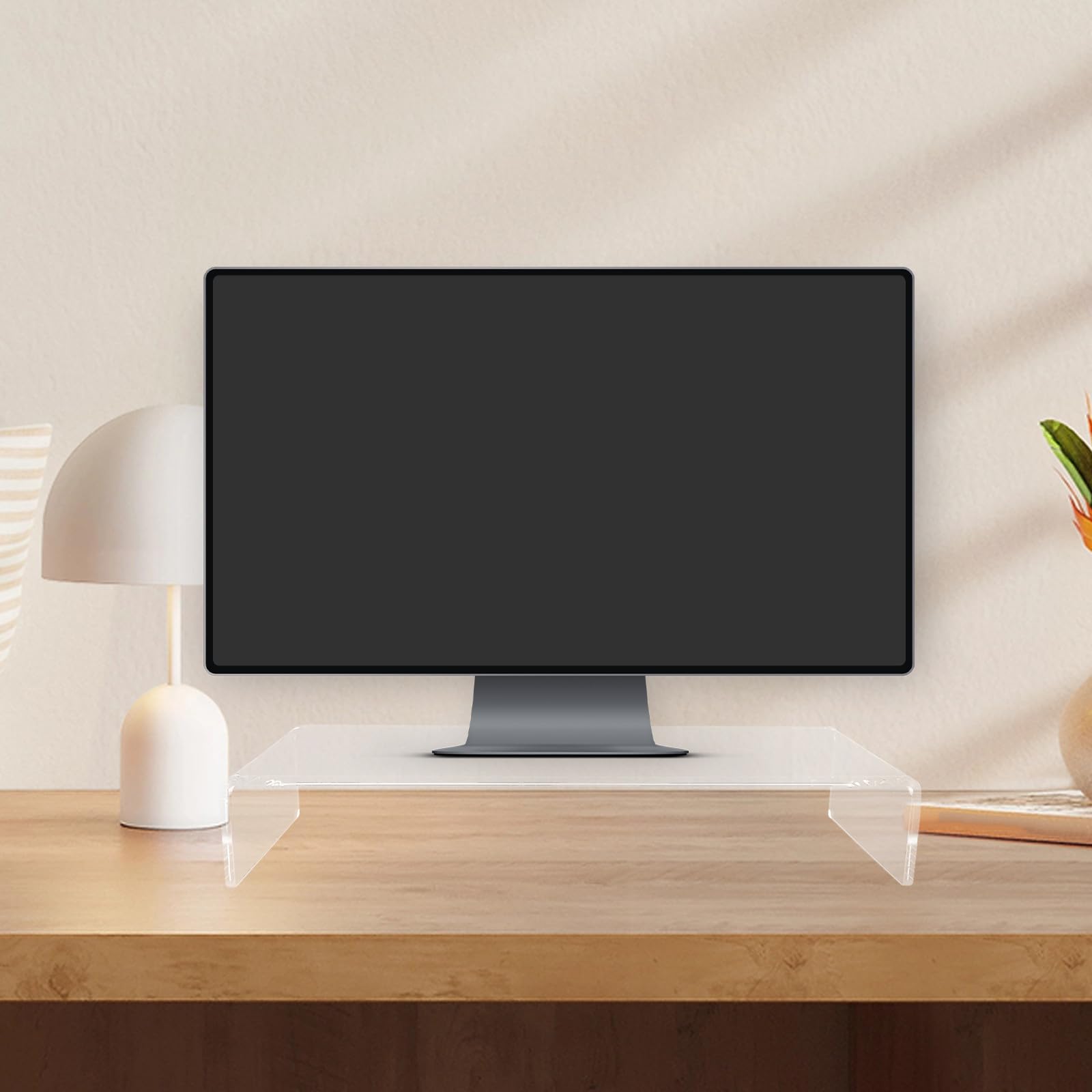 NUOBESTY Supporto per monitor da scrivania trasparente, supporto per computer, vassoio per tastiera, per monitor PC, per TV portatile da scrivania