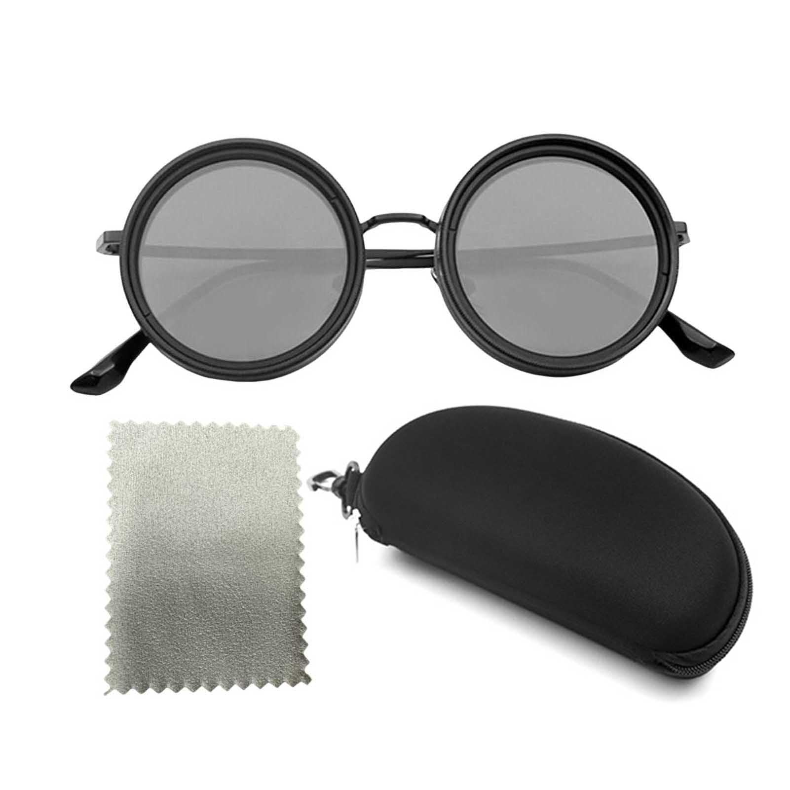 matumou Round Polarized Glasses with ND Filter Lenses 1-9 Gears Adjustable Tint Sunglasses UV Men Beach Fishing Driving Cycling Glasses