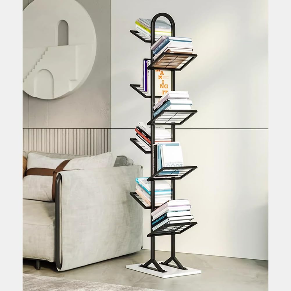 Libreria a torre a 6/8 ripiani, in metallo, multiuso, per soggiorno, ufficio, camera da letto