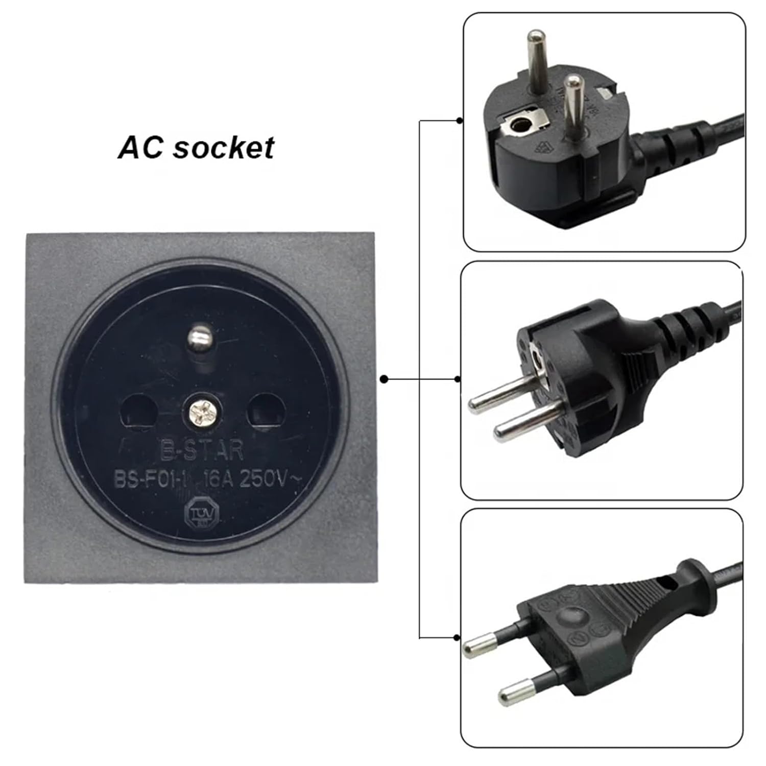 Waterproof schuko Socket Outlet snap in Receptacle