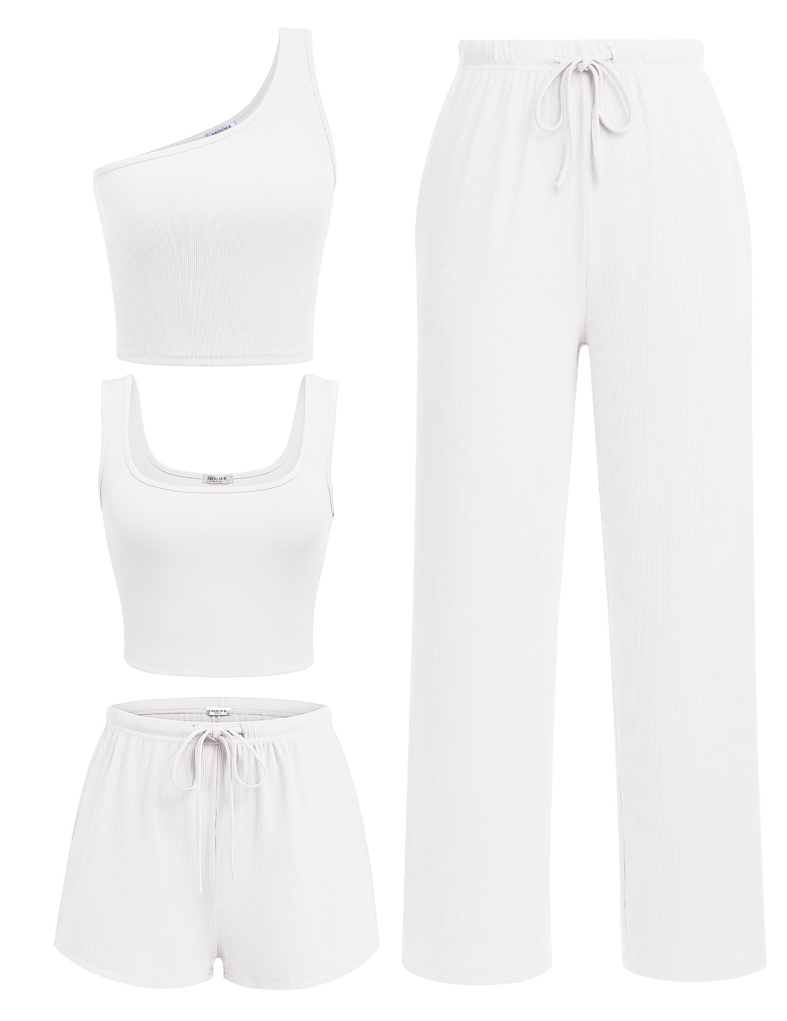 Ekouaer 4 Piece Sets for Women Casual Lounge Sets Summer Vacation Outfits