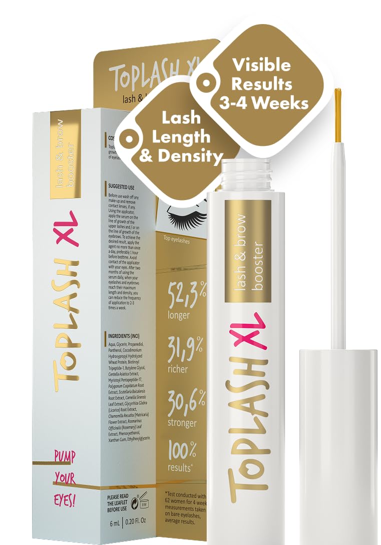 XL Lash and Brow Booster, Growth Serum with Eyelash and Eyebrow Enhancer, Promotes Stronger, Thicker, Healthier Lashes with Botanicals and Peptides