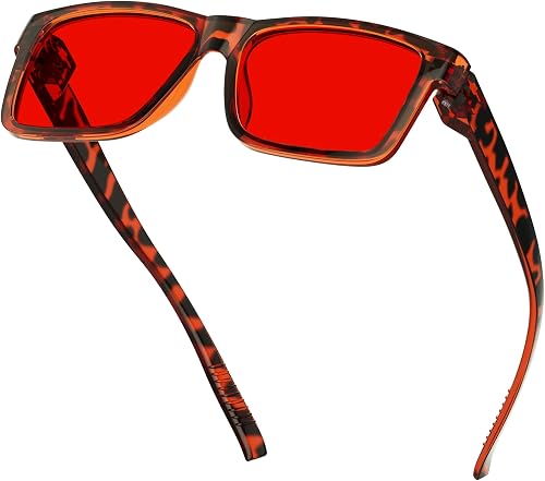 Eyekepper Rectangle Red Lens Blue Light Blocking Glasses Men Women, Demi