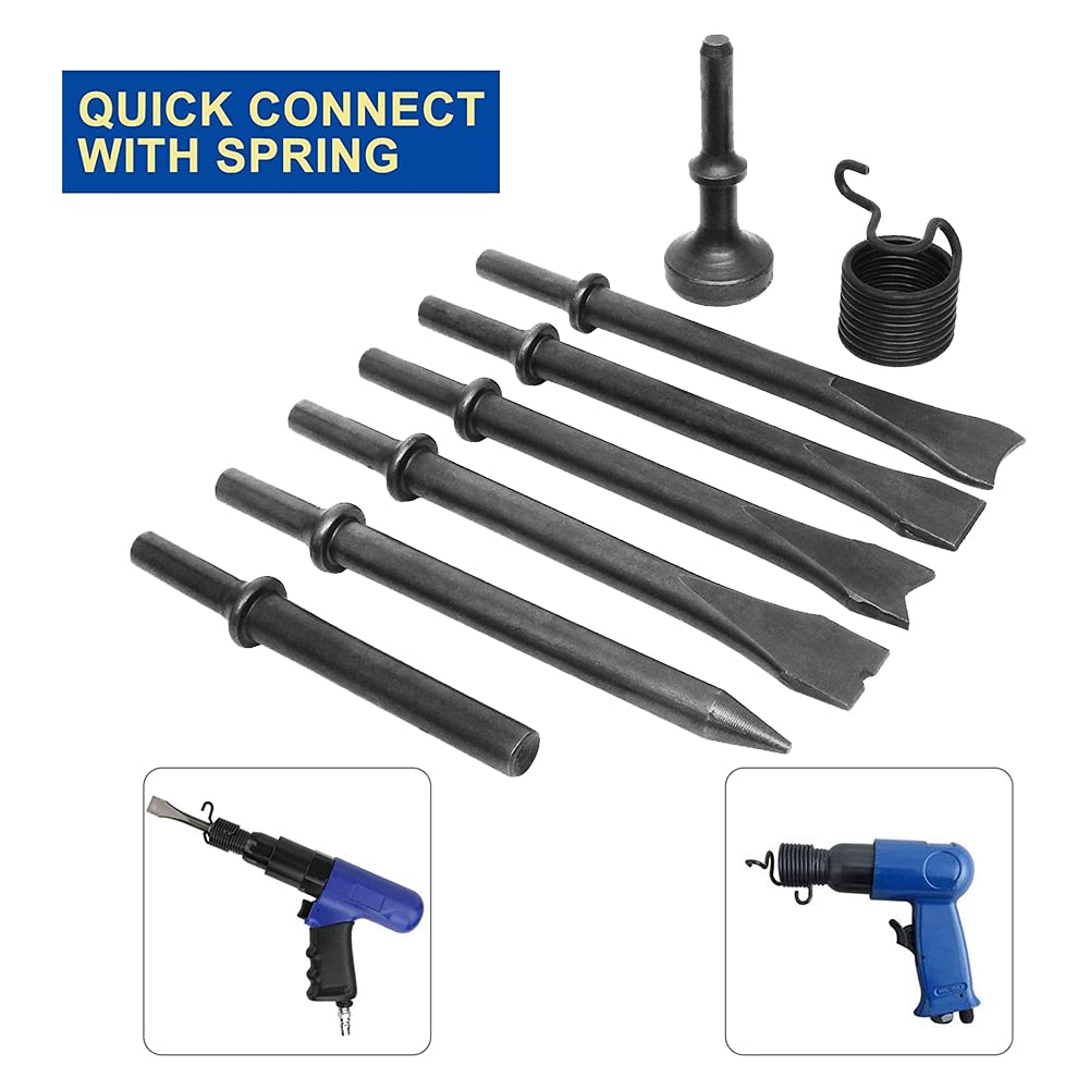 8 Pcs Pneumatique Ciseau Air Marteau Poinçon Outil D'Écaillage Pneumatique Ciseau Air Hamme Couper la Rouille