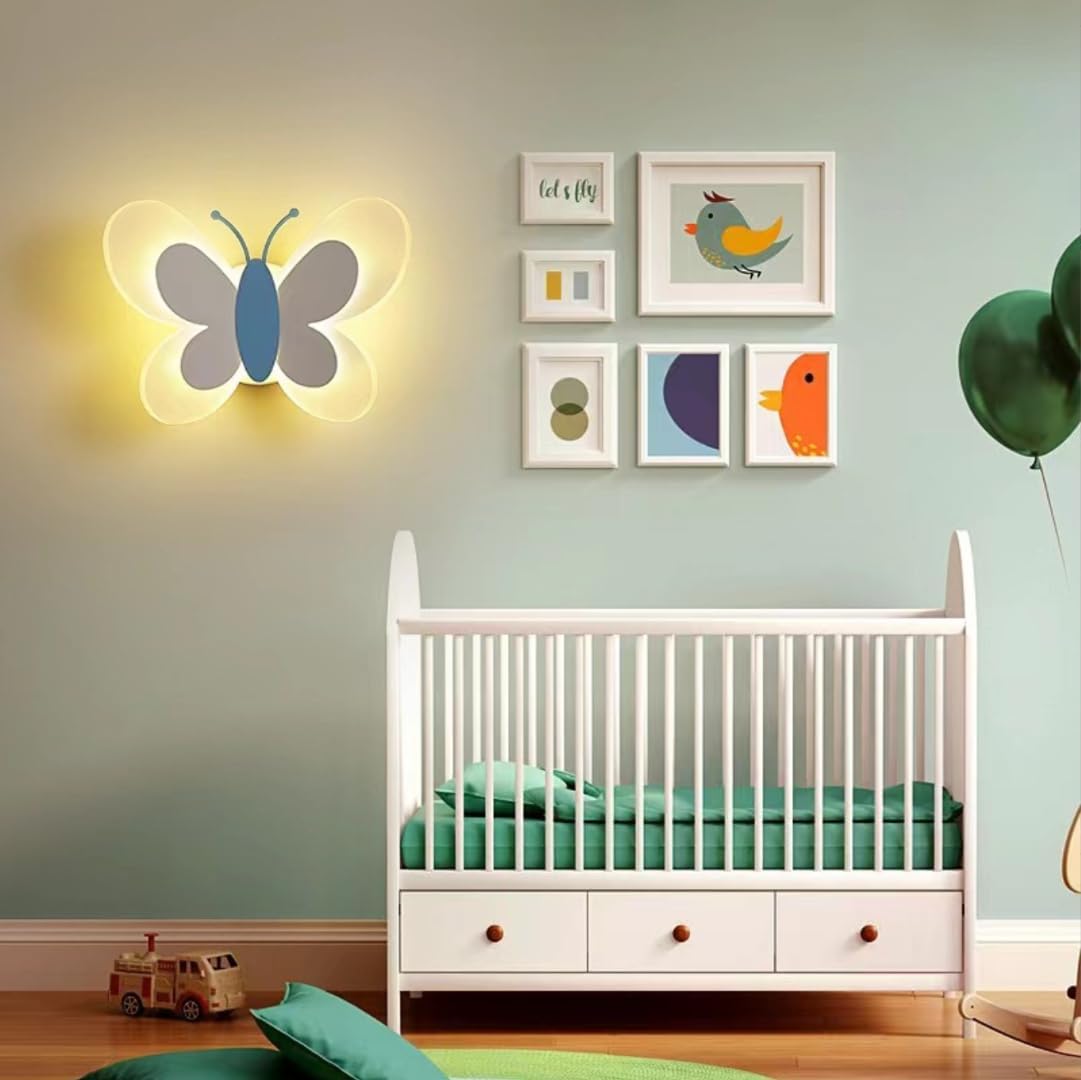 LED Butterfly Wall Lamp Creative Cartoon Bedside Wall Lamp Wall Lighting Bracket Light Decorative Wall Lighting Background Wall Light for Bedroom,Children's Room