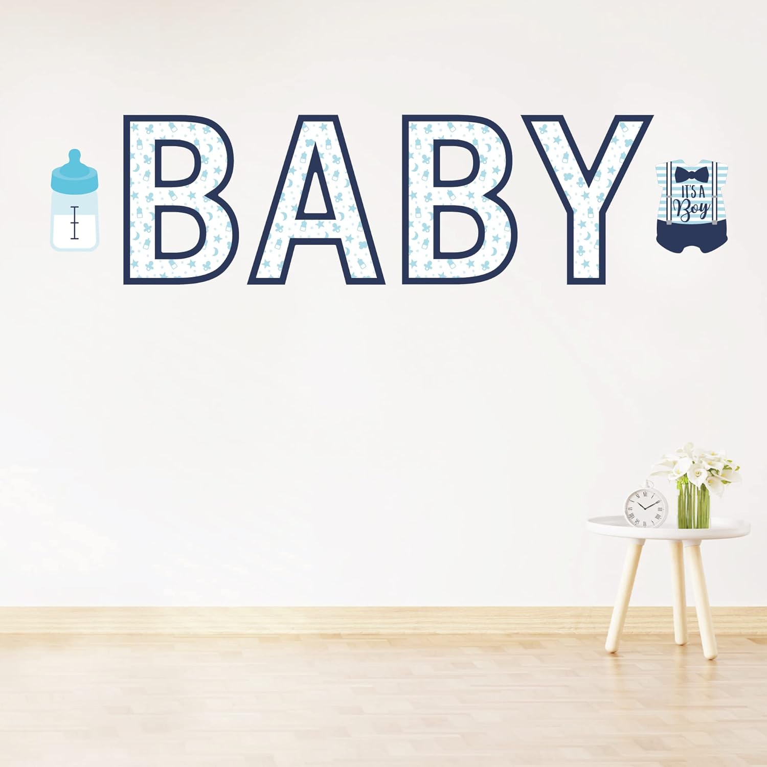 Amazon.co.jp Big Dot of Happiness It's a Boy 剥がして貼るブルーベビーシャワー標準バナー