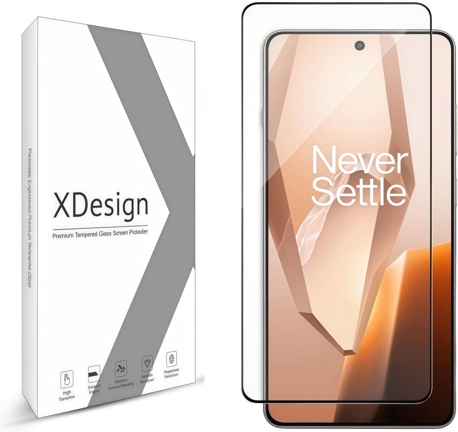 XDesign Tempered Glass Screen Protector Compatible For OnePlus 13R / OnePlus 13R 5G (Black) Edge To Edge Full Screen Coverage 9H With Easy Installation Kit,Pack Of 1