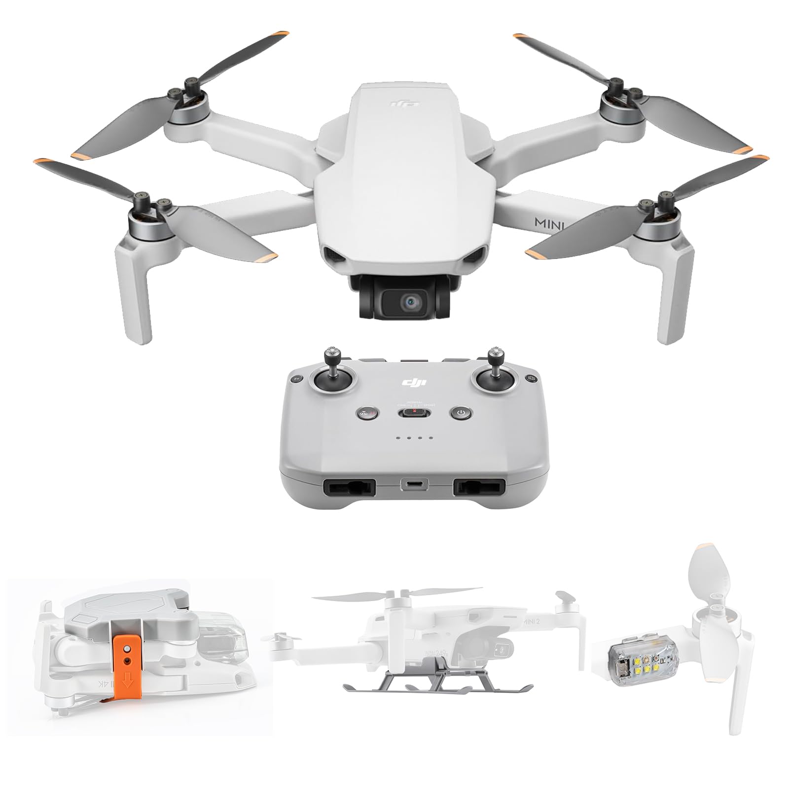 Mini 4k Drone with Strobe Light, Landing Gear, Propeller Holder Strap | 4K UHD Camera, 4k/30fps Video, 3-Axis Gimbal, 4× Digital Zoom, 10 Km Transmission, Under 249 G, 31-Min Max Flight Time