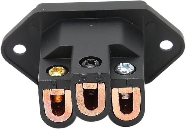 Annadue IB70(C) AC Power Socket,Pure Copper IEC Power Connector Socket,Panel Mount Male Plug,Power Plug Socket,Screw Locking Mount,100250V,Black