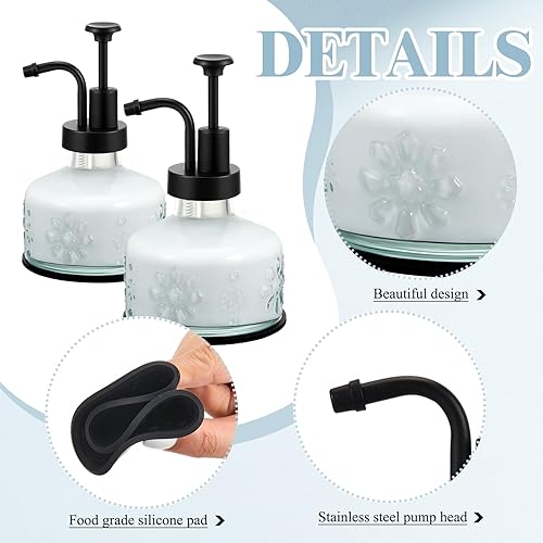 Miniatura 3 de Tioncy Dispensador de jabón antiguo para cocina, baño, encimera, dispensador de jabón de vidrio, dispensador de bomba de jabón recargable, rústico,