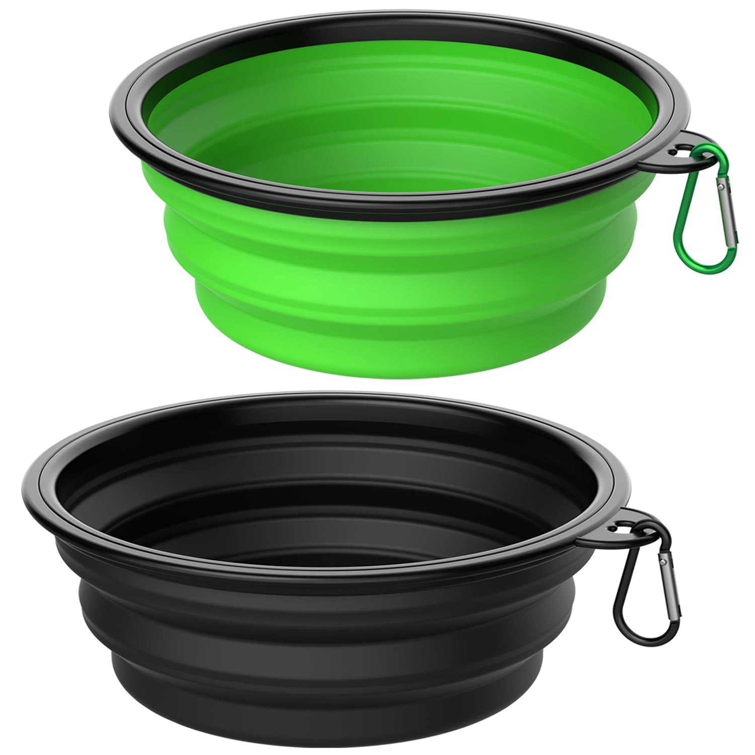 Takfox Collapsible Dog Bowls, Travel Dog Bowls, Cat Water Bowl Portable Foldable Food Dishes with Carabiner Clip for Traveling Hiking Walking, 2 Pack