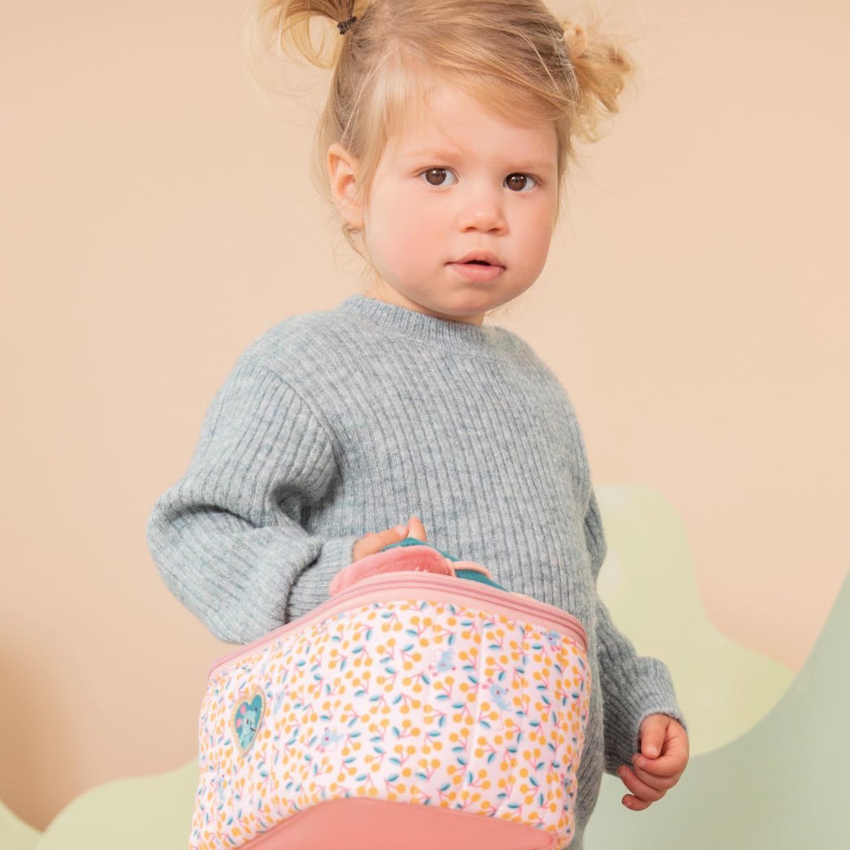 Lilliputiens - Neceser Infantil Jeanne la Gata: Compacto y Divertido, Accesorio de Viaje, Estampado Rosa, 21 cm, a Partir de 2 años, 84493